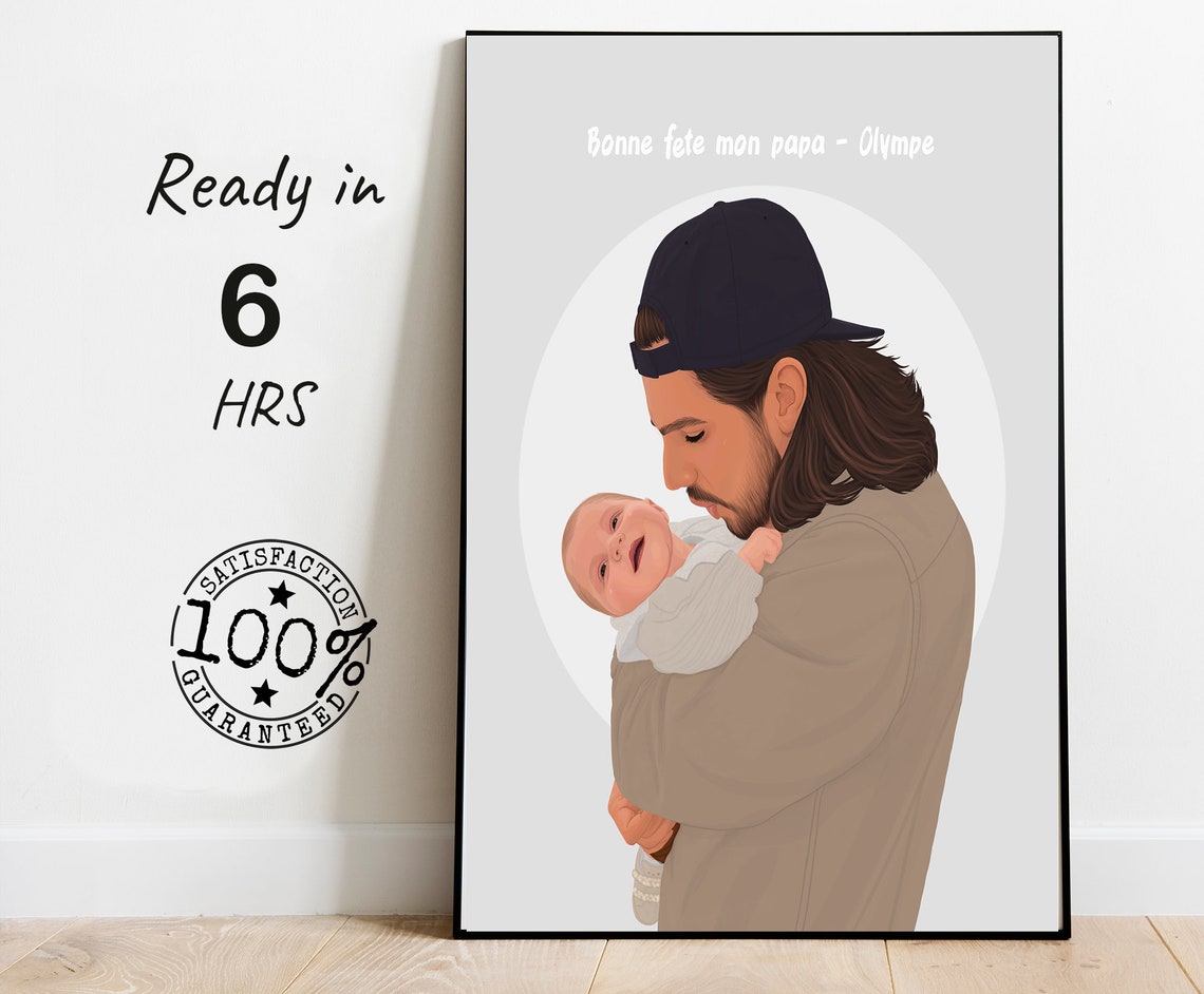 Custom Father And Baby Faceless Portrait For Fathers Day Poster