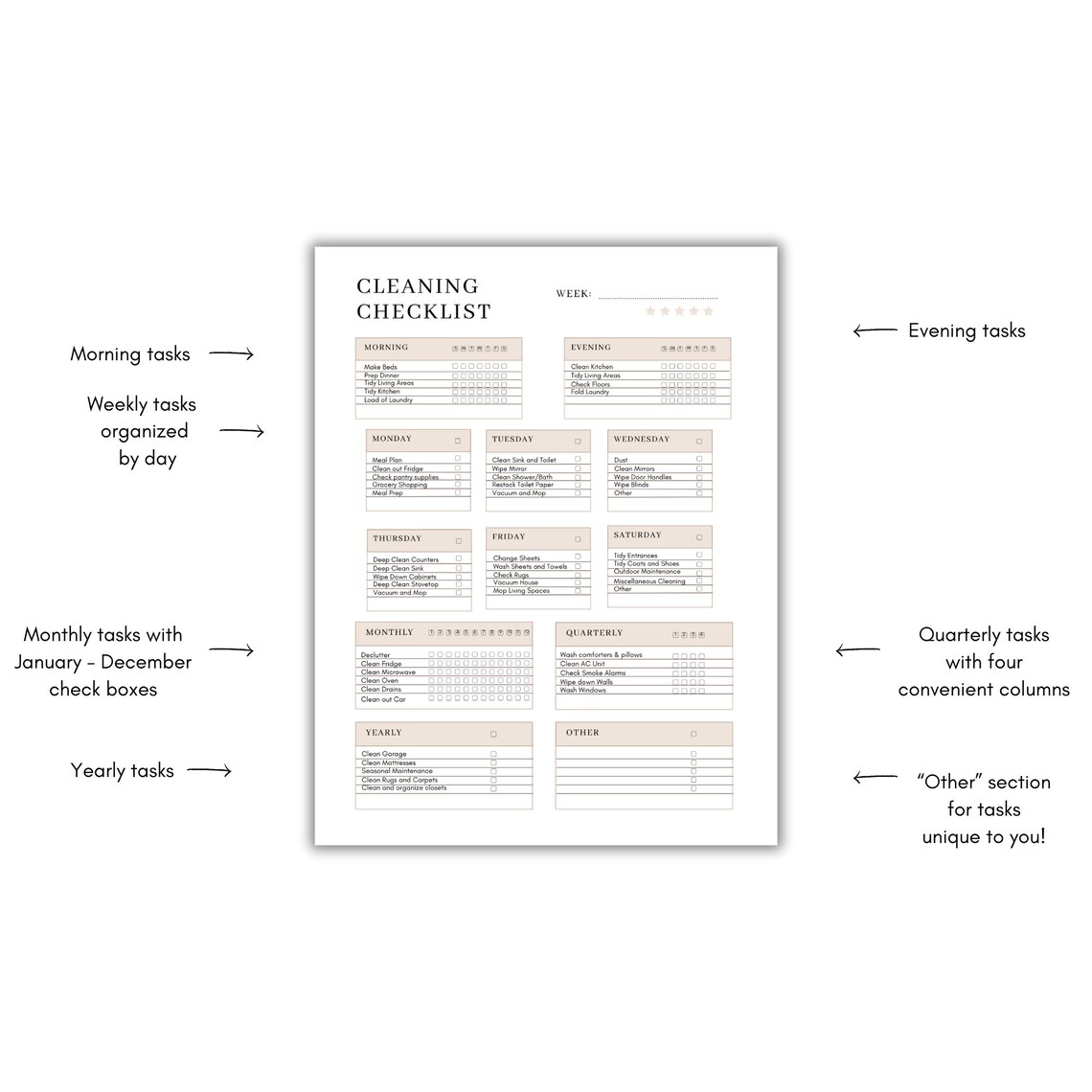Cleaning Checklist Editable Canva Template - Image 2