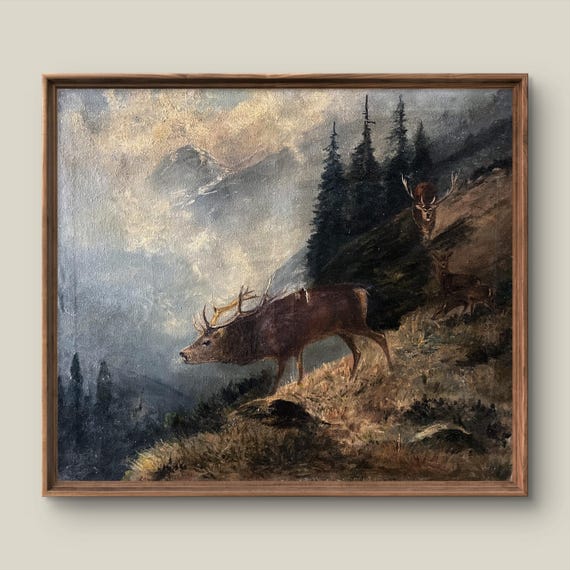 Vintage Animal Portrait Art Print Summer Wall Decor Antique Painting Forest Instant