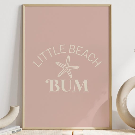 Little Beach Bum Retro Girl Room Pink Baby Coastal Babyshower Theme Nursery Kids Beachy Playroom Decor