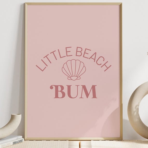 Little Beach Bum Retro Girl Room Pink Baby Coastal Babyshower Theme Nursery Kids Beachy Playroom Decor