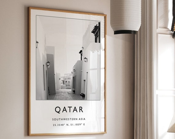 Qatar Travel Print Qatar Travel Poster Qatar Gift Islamic Poster Middle Eastern Travel Art Black And White Poster Qatar Gift