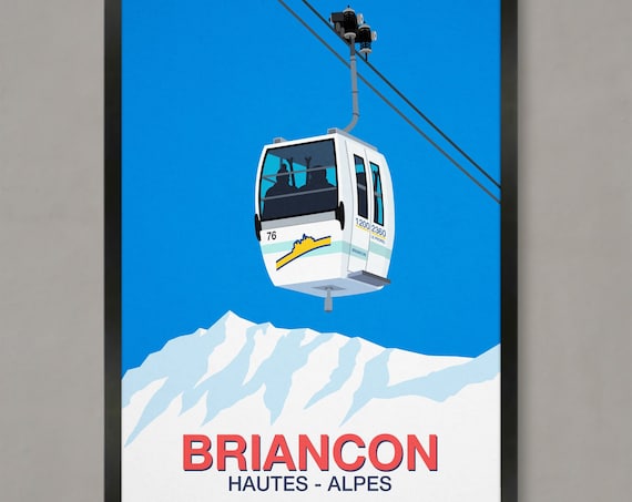 Briancon Ski Resort Travel Poster, Ski Print