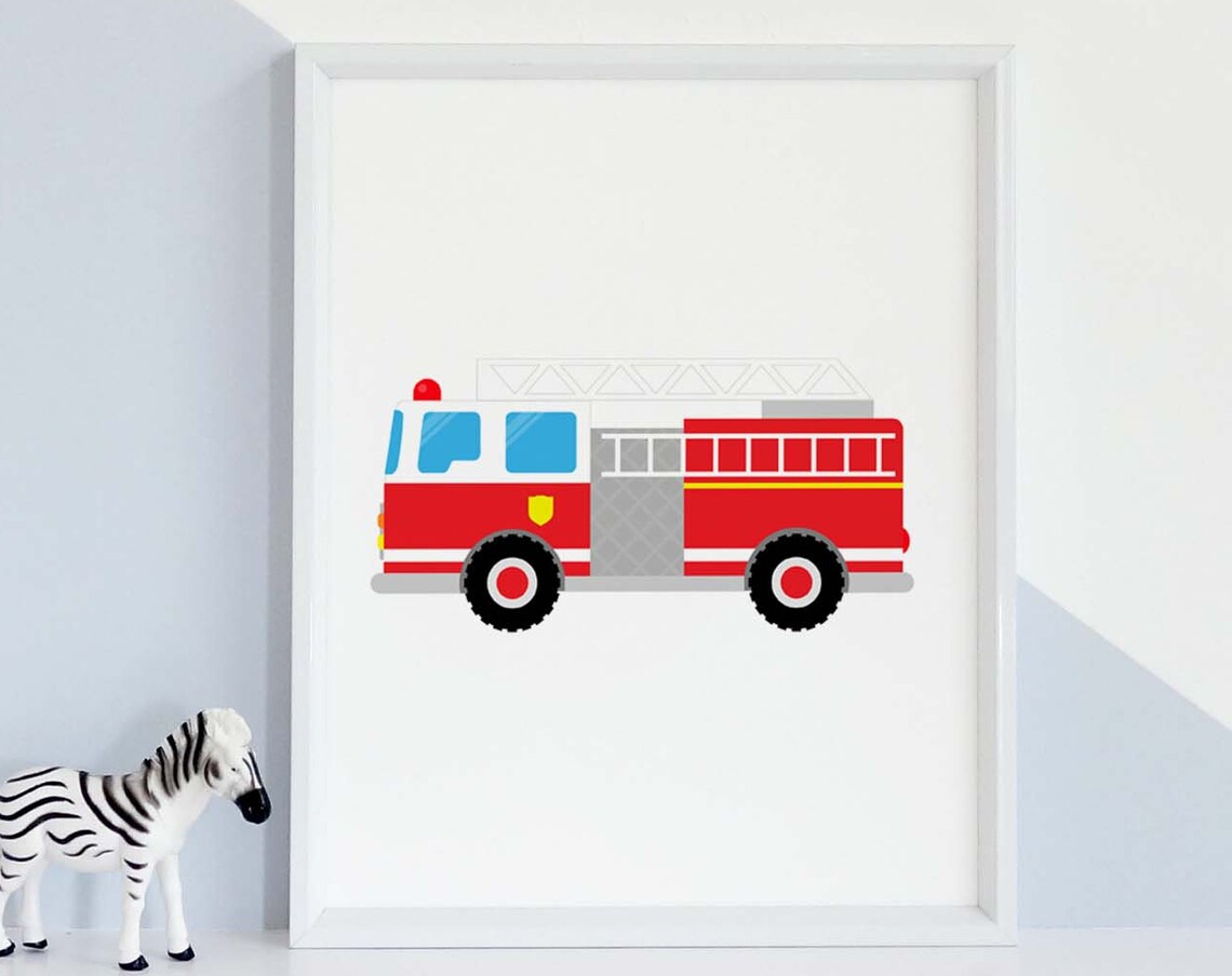 Fire Truck Art Print for Nursery and Kids