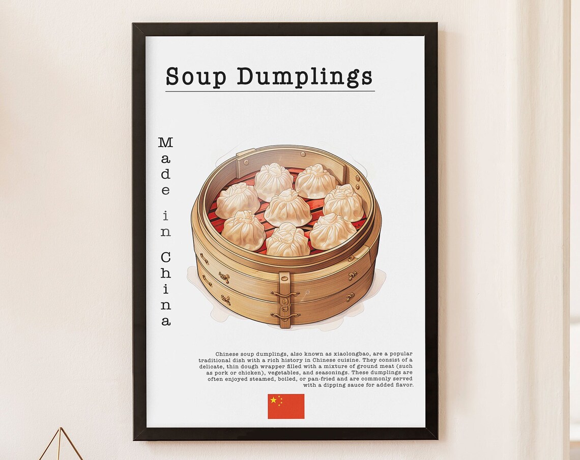 Chinese Soup Dumplings Xiaolongbao Steamer Kitchen Wall Poster