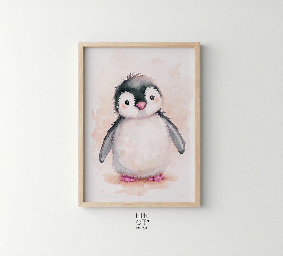 Baby Penguin Chick Watercolor Nursery Art Print