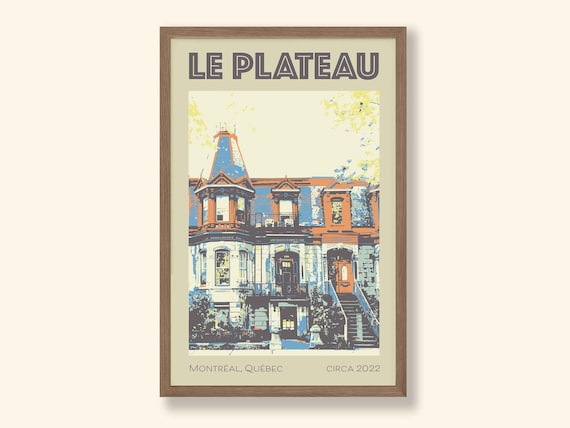 Le Plateau Montréal Vintage Building Colorful Pop Art City Poster
