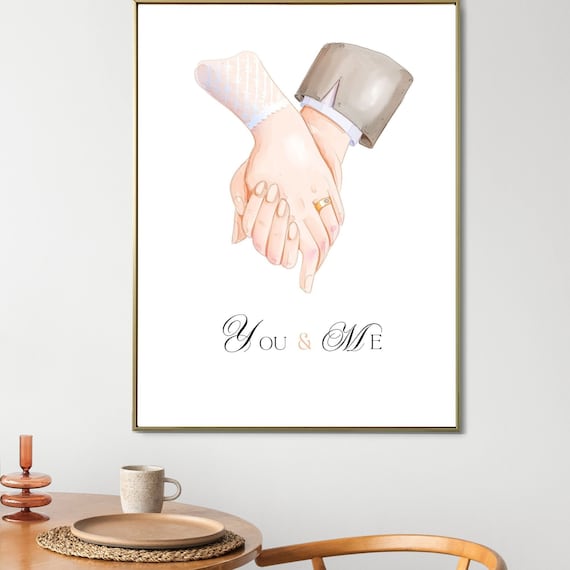 Couple Holding Hands You and Me Romantic Wedding Love Art Poster