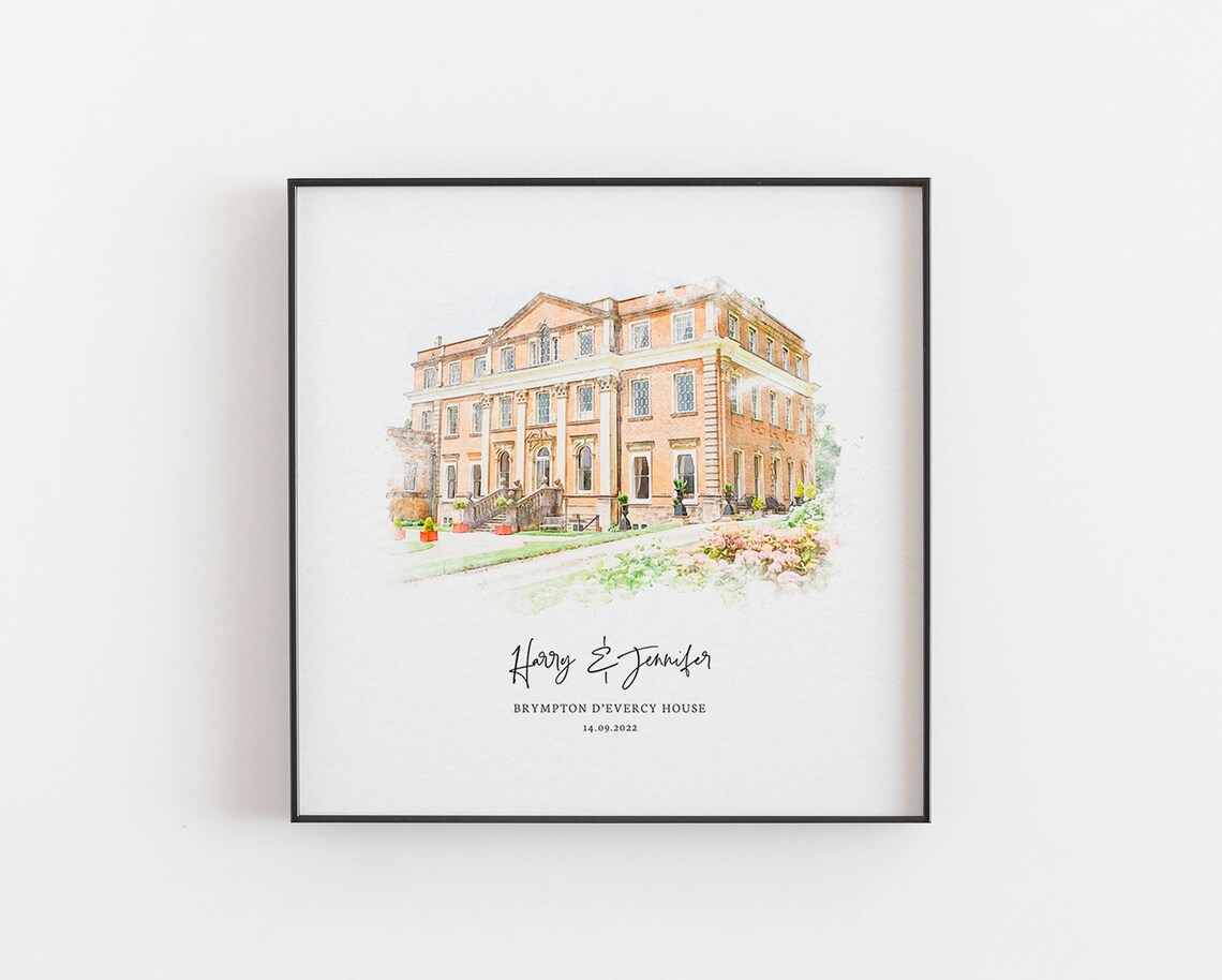 Wedding Venue Art Print, Personalized Anniversary Gift