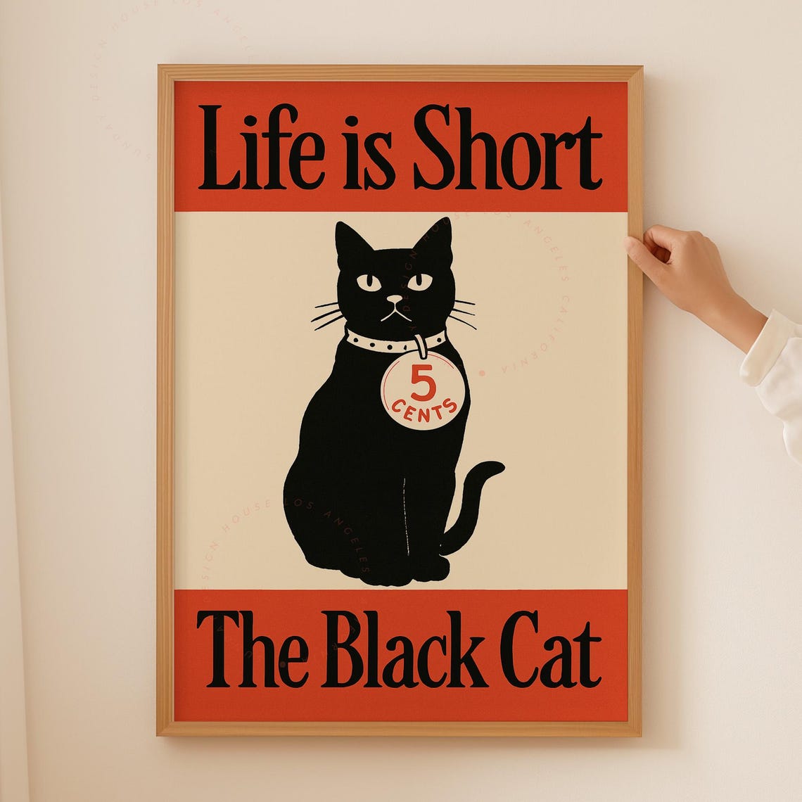 Life is Short The Black Cat Vintage Retro Ad Style Art Poster