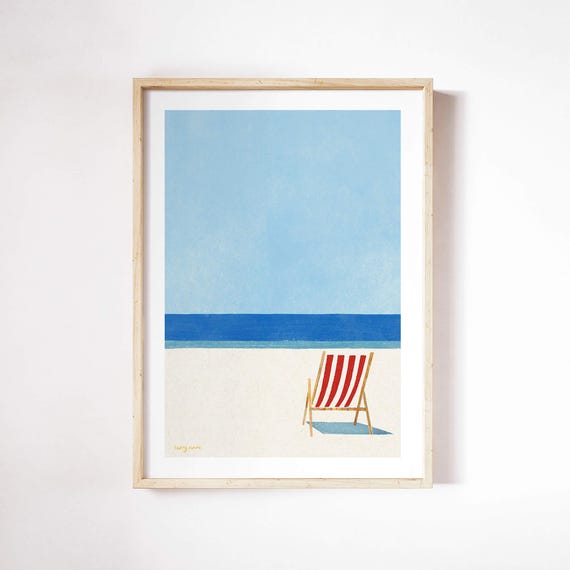Deckchair Seaside by Henry Rivers, Coastal Travel Poster