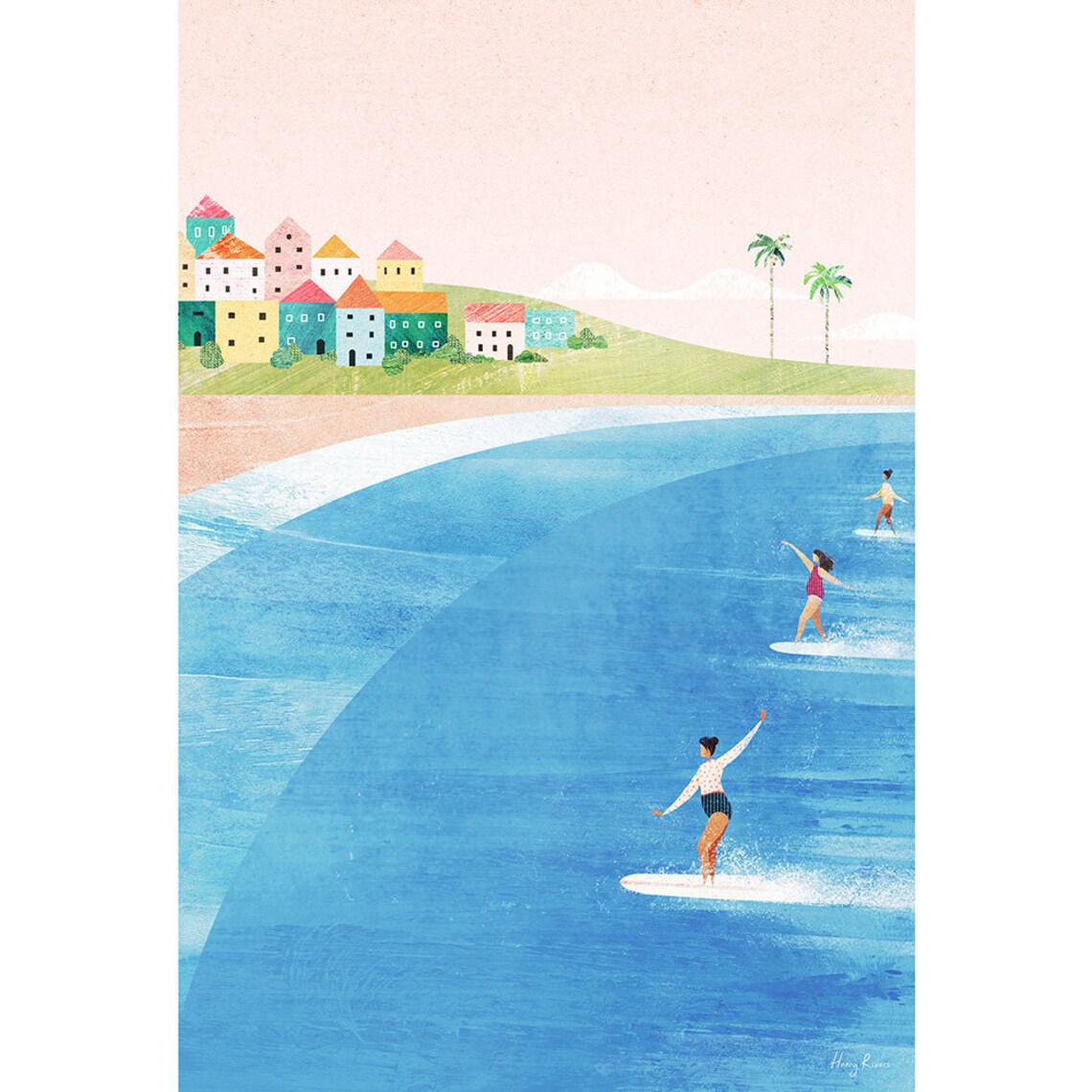 Surf Beach by Henry Rivers, Surf Art Print - Image 3