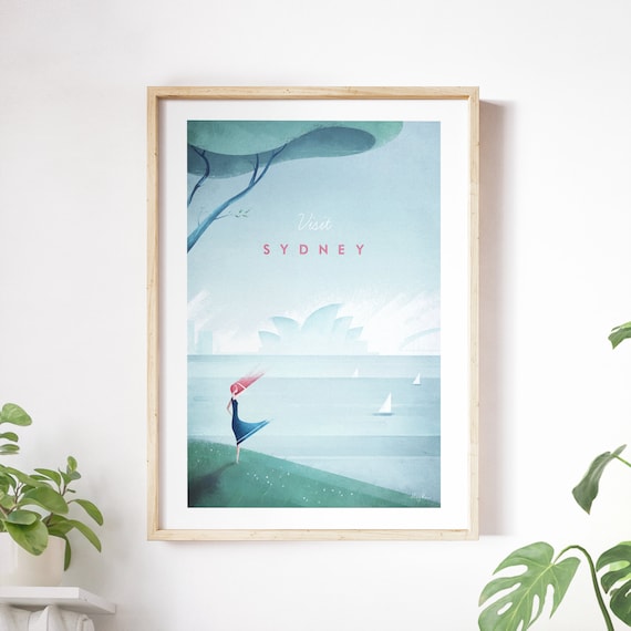 Sydney Vintage Travel Poster, Minimalist Travel Art