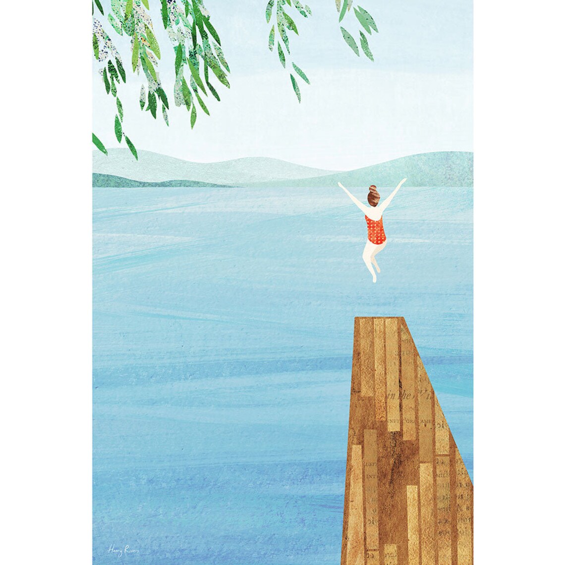 Wild Swim Print by Henry Rivers, Lake Swim Poster - Image 3