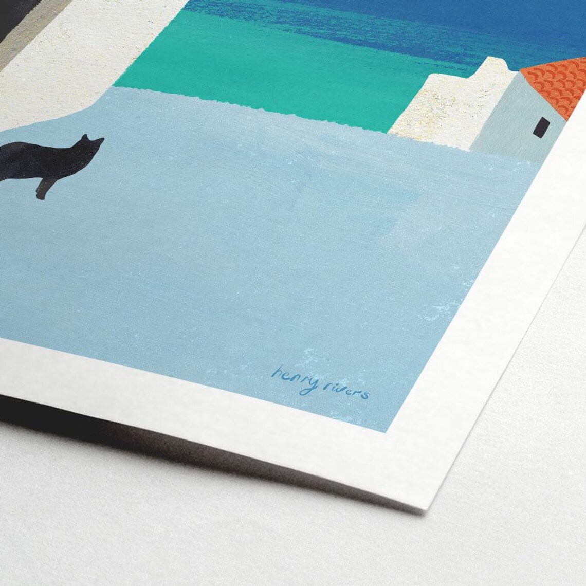 Black Cat in Greece Travel Poster, Henry Rivers - Image 2