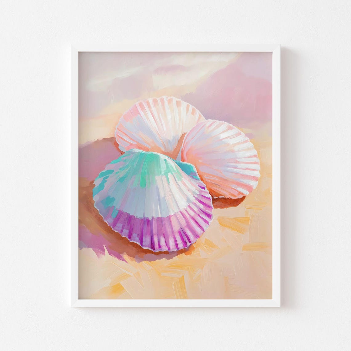 White And Purple Striped Lighthouse Wall Art Pastel Poster