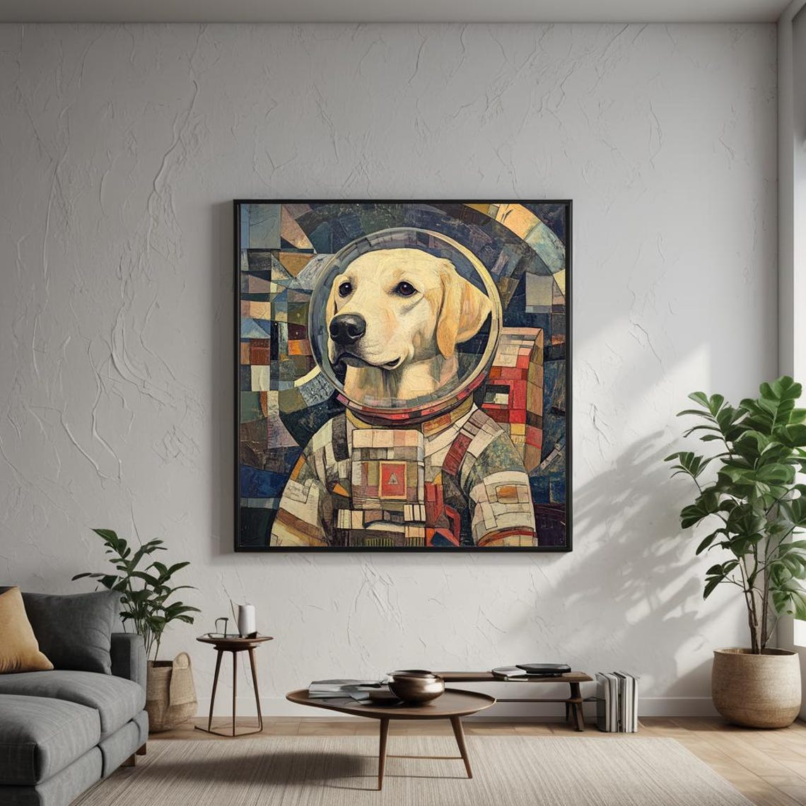 Labrador Astronaut Mosaic Art Dog in Space Suit Funny Poster - Image 4