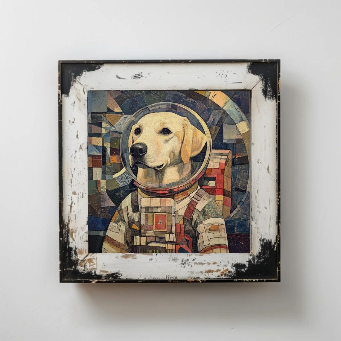Labrador Astronaut Mosaic Art Dog in Space Suit Funny Poster - Image 2
