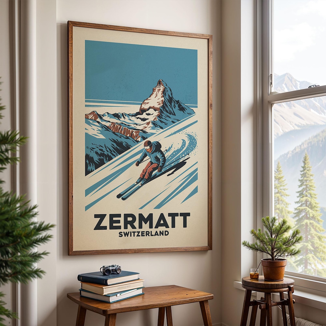 Zermatt Switzerland Vintage Alpine Ski Poster