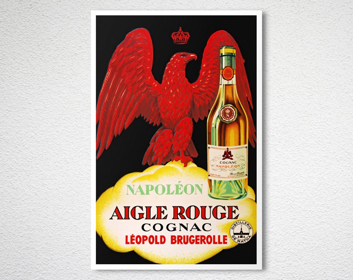 Napoleon Aigle Rouge Cognac Vintage Advertising Poster Red Eagle Art - Image 2