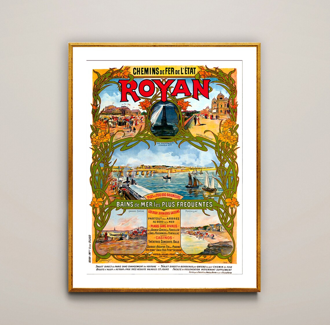 Royan Chemins de Fer de lEtat Vintage French Seaside Beach Poster