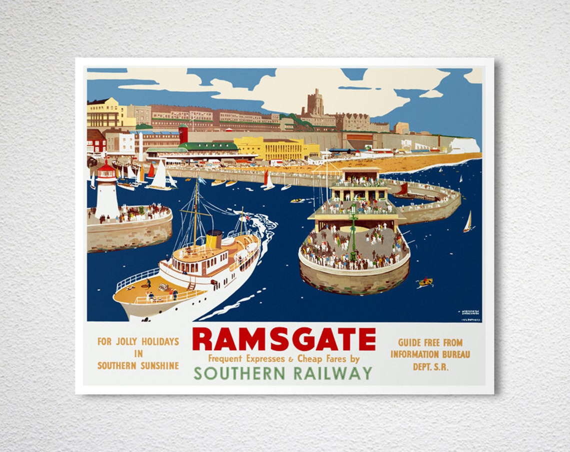 Ramsgate Vintage Southern Railway Seaside Harbour Travel Poster - Image 2