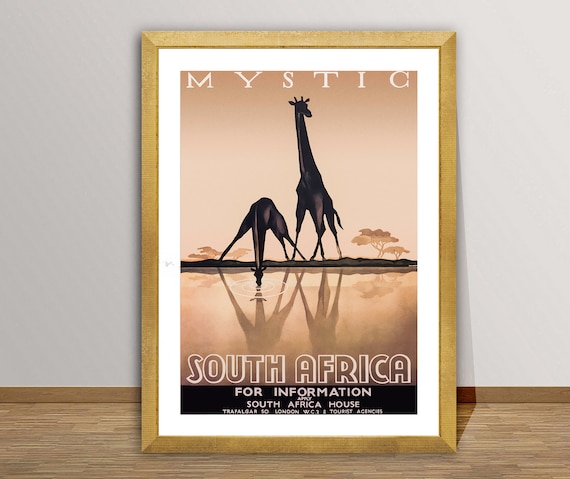 Mystic South Africa Vintage Travel Poster Poster Paper Or Print Gift Idea Wall Decor