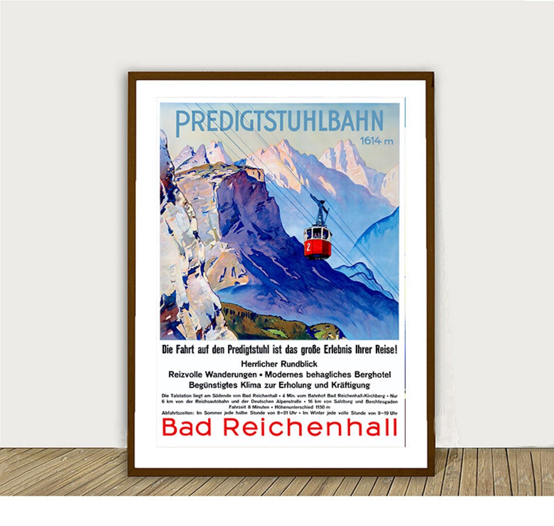 Predigtstuhl Bahn Bad Reichenhall Vintage Travel Poster - Image 2