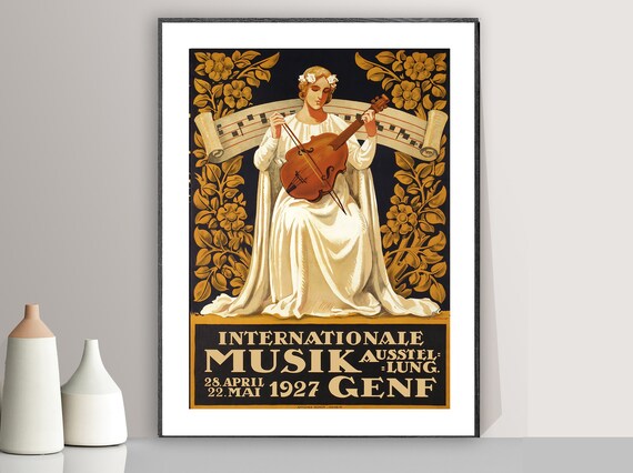 Geneva 1927 International Music Exhibition Vintage Concert Poster
