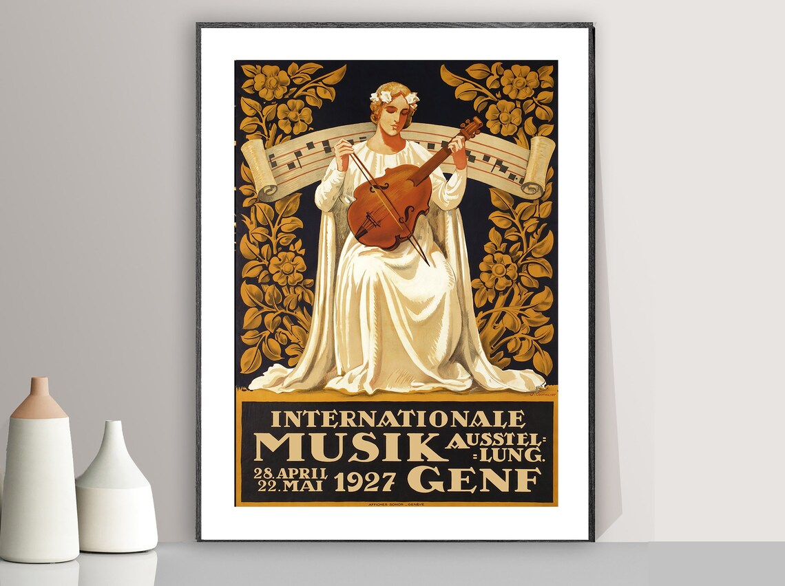 Geneva 1927 International Music Exhibition Vintage Concert Poster