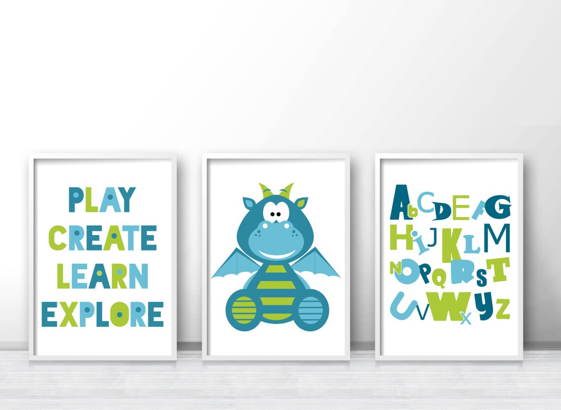 Dragon Alphabet Art Print for Kids Room Decor - Image 3