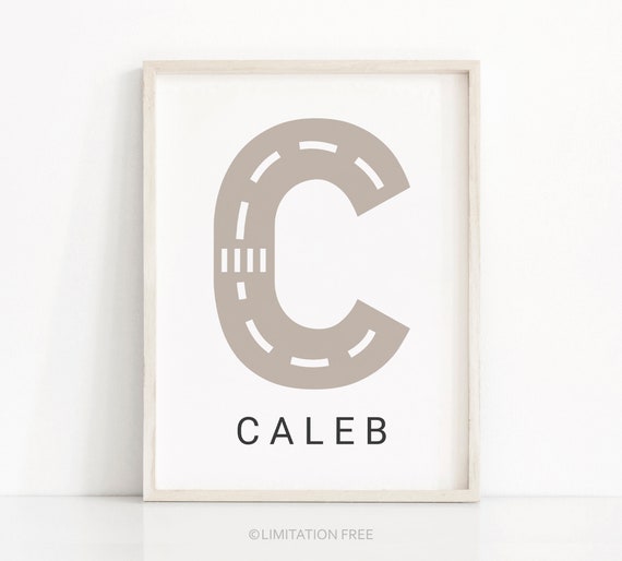 Kids Name Print Road Letter Print Car Kids Art Boys Room Wall Art Toddler Prints Cars Nursery Decor Transportation Prints Boys Prints