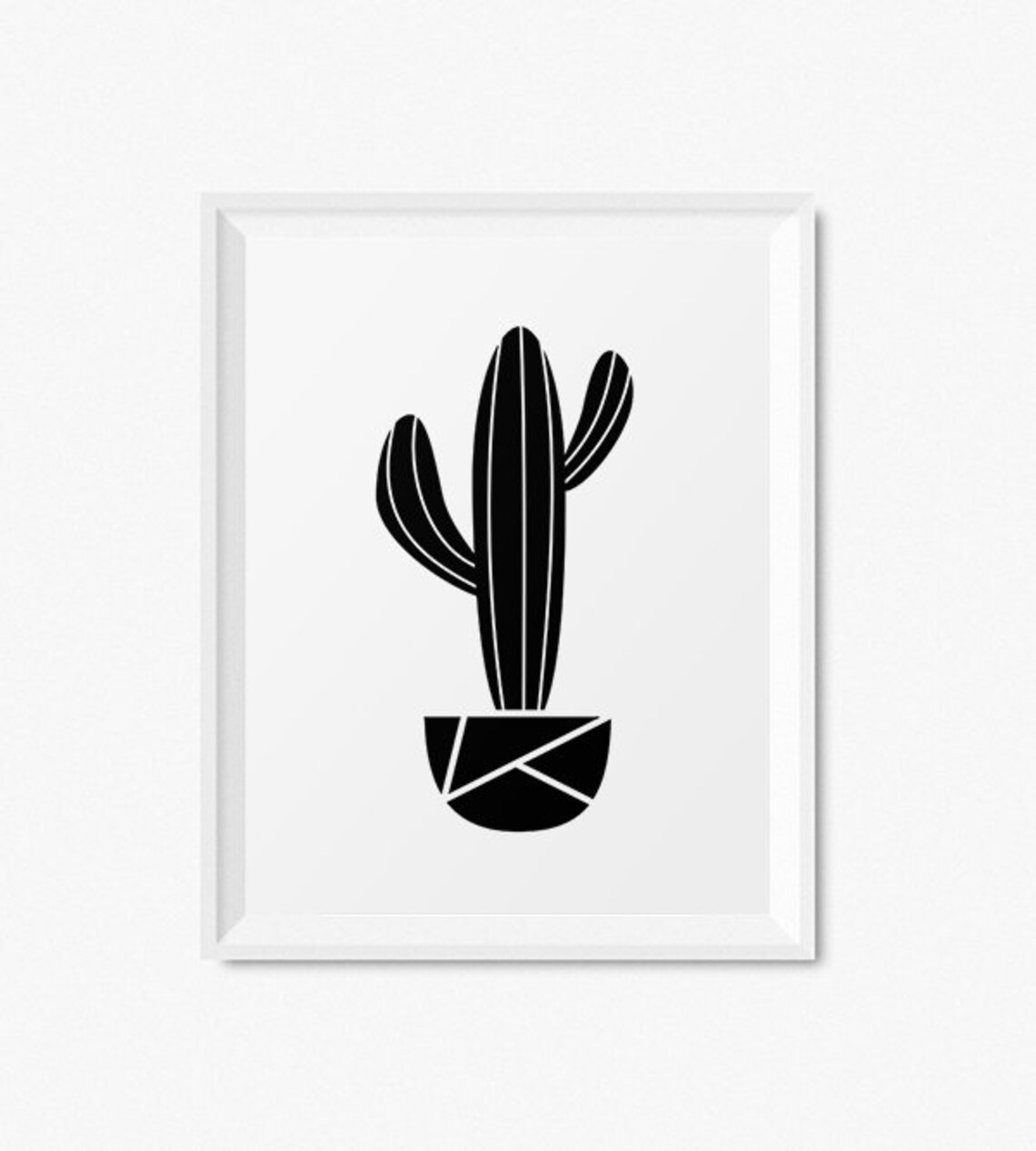 Cactus Black and White Minimalist Wall Art Print - Image 2