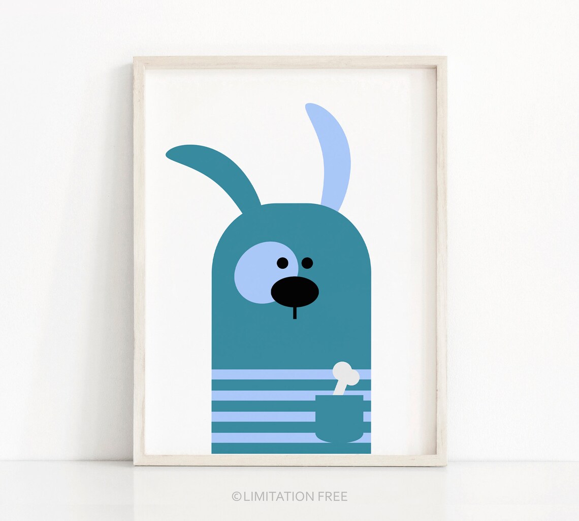 Puppy Nursery Art Print, Kids Room Wall Decor