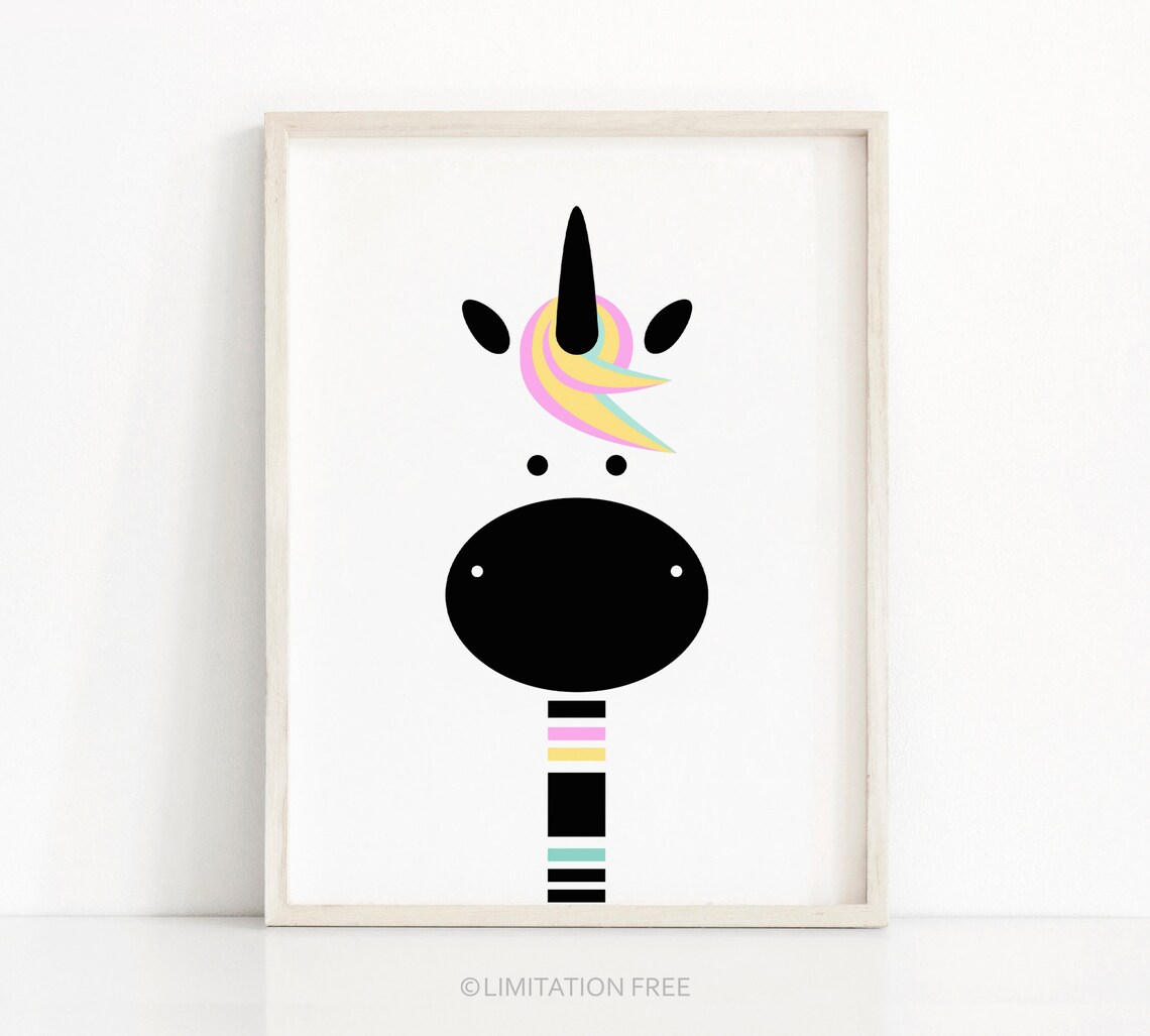 Unicorn Nursery Art Print, Girls Room Kids Decor