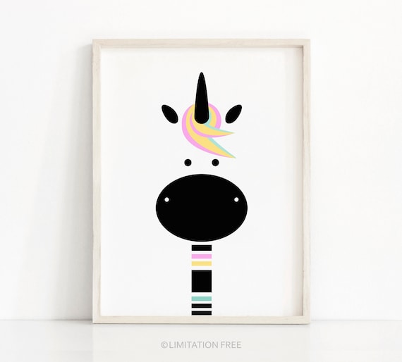 Unicorn Nursery Art Print, Girls Room Kids Decor