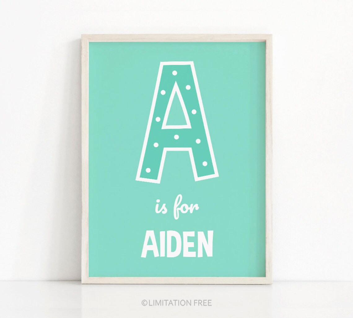Personalized Nursery Name Art Print, Kids Monogram