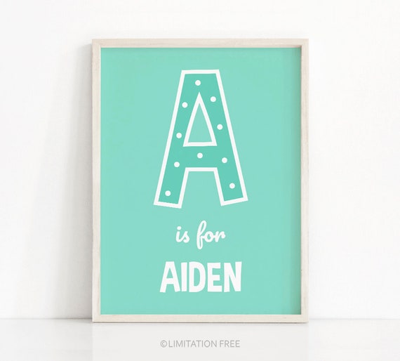 Personalized Nursery Name Art Print, Kids Monogram