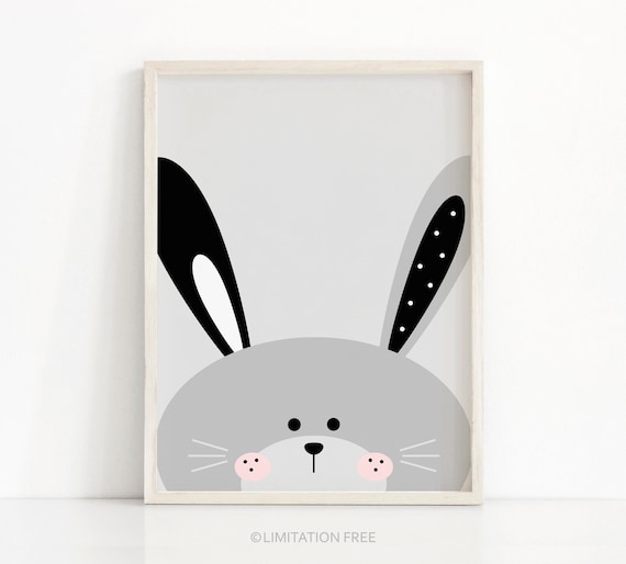 Rabbit Nursery Art Print, Girls Bedroom Decor