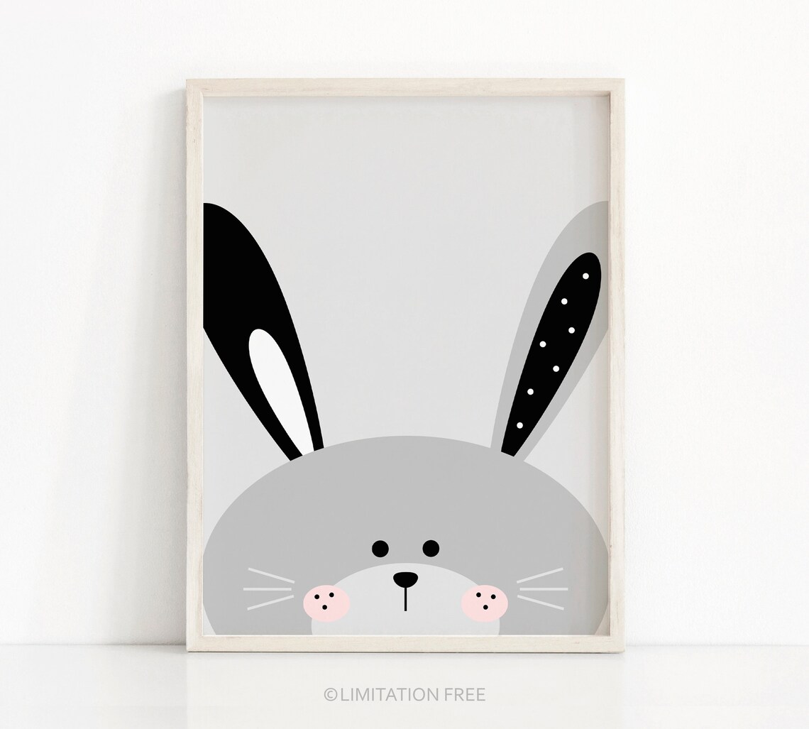 Rabbit Nursery Art Print, Girls Bedroom Decor