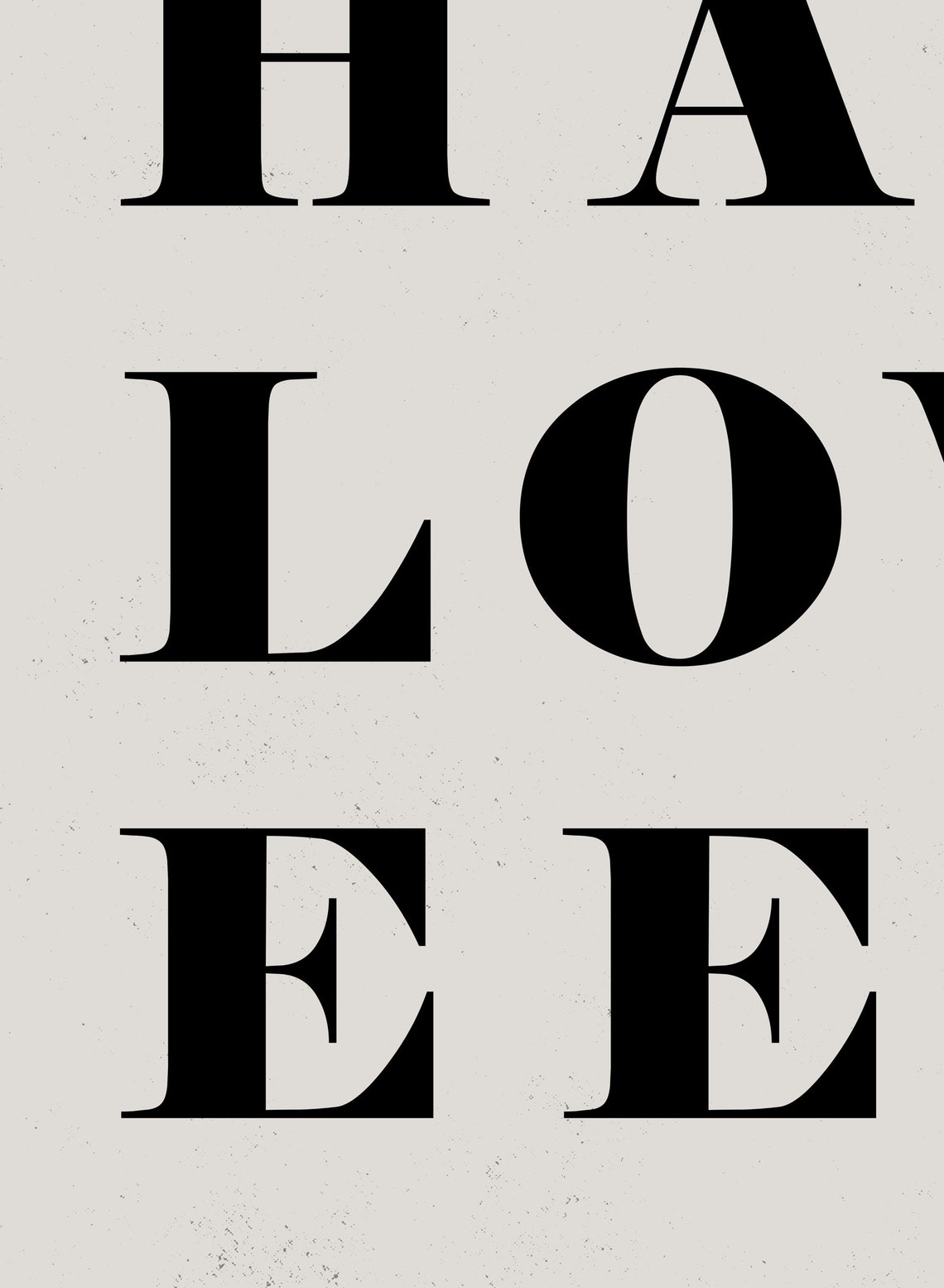 Halloween Stacked Serif Typography Minimalist Black Beige Wall Print - Image 3