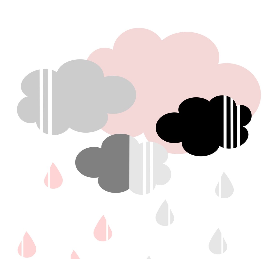 Cloud Nursery Art Print, Pink and Gray Nursery Decor - Image 4