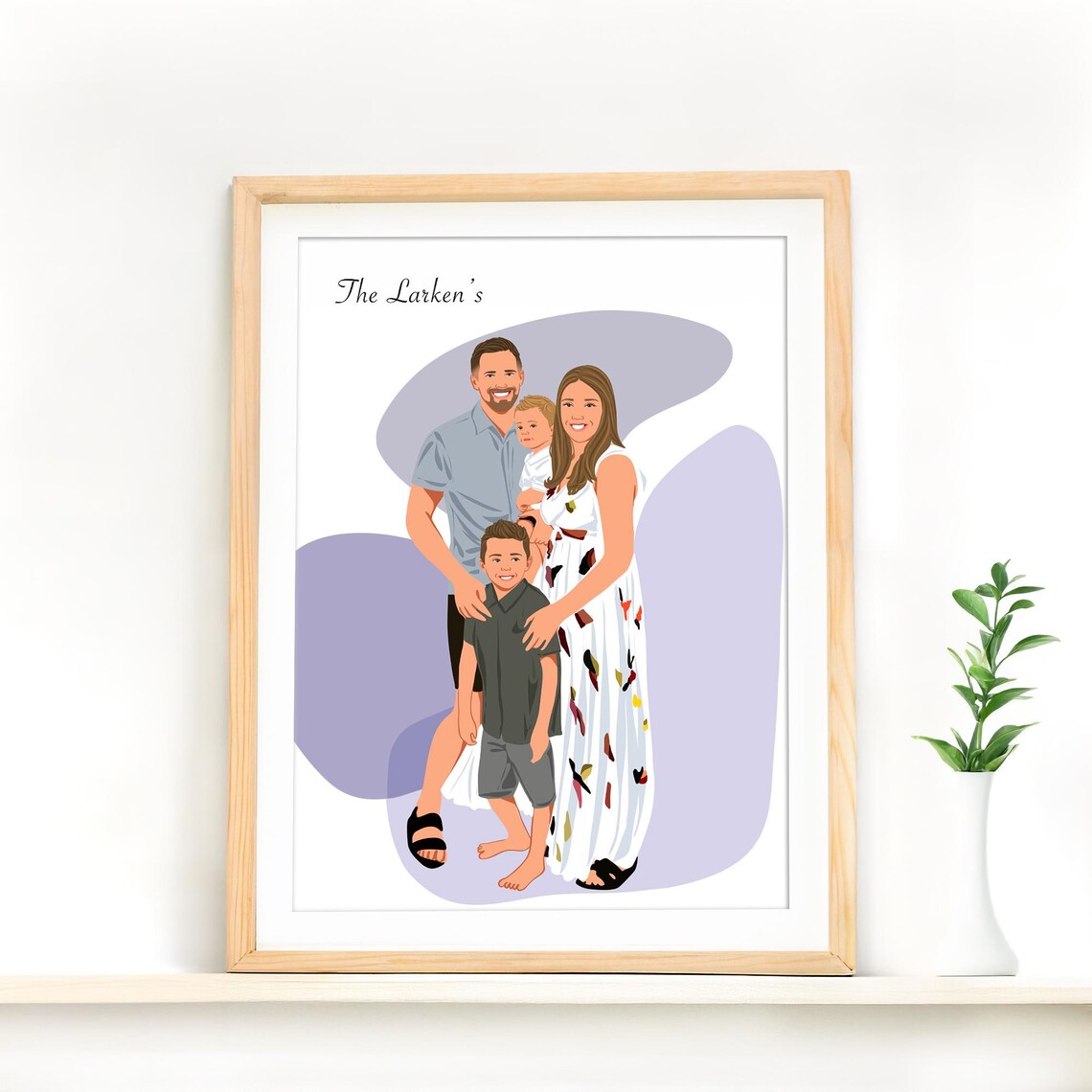 My Sweet Family Custom Portrait Illustration Poster with Pet Dog - Image 3