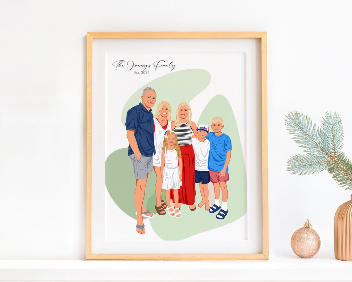 Custom Large Family Group Faceless Portrait Illustration Poster