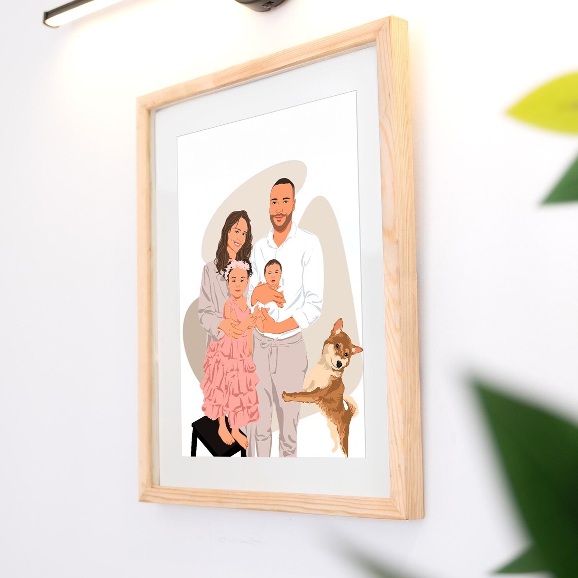 My Sweet Family Custom Portrait Illustration Poster with Pet Dog - Image 2