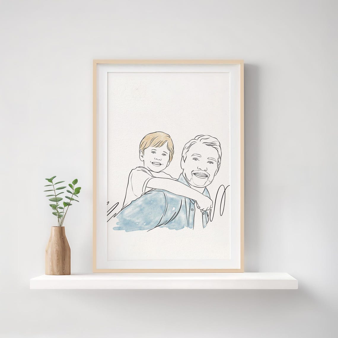 Happy Fathers Day Line Art Portrait Sketch from Photo Poster - Image 3