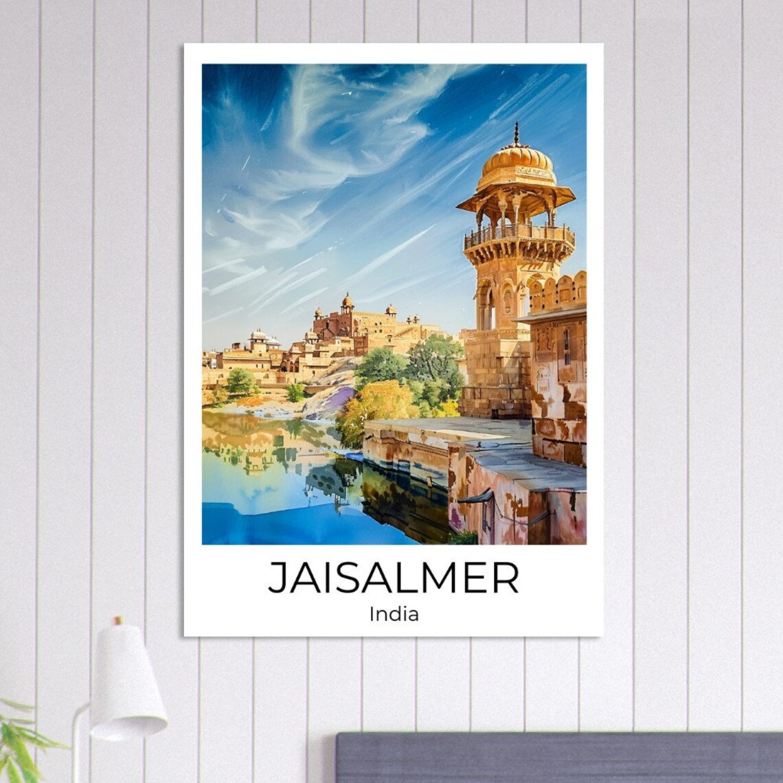 Jaisalmer Golden Fort and Palaces Watercolor India Travel Poster - Image 4