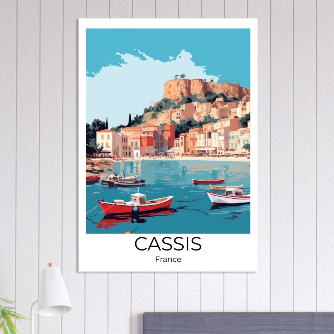 Cassis France Harbor Boats Cliffside Old Town Colorful Travel Poster - Image 2