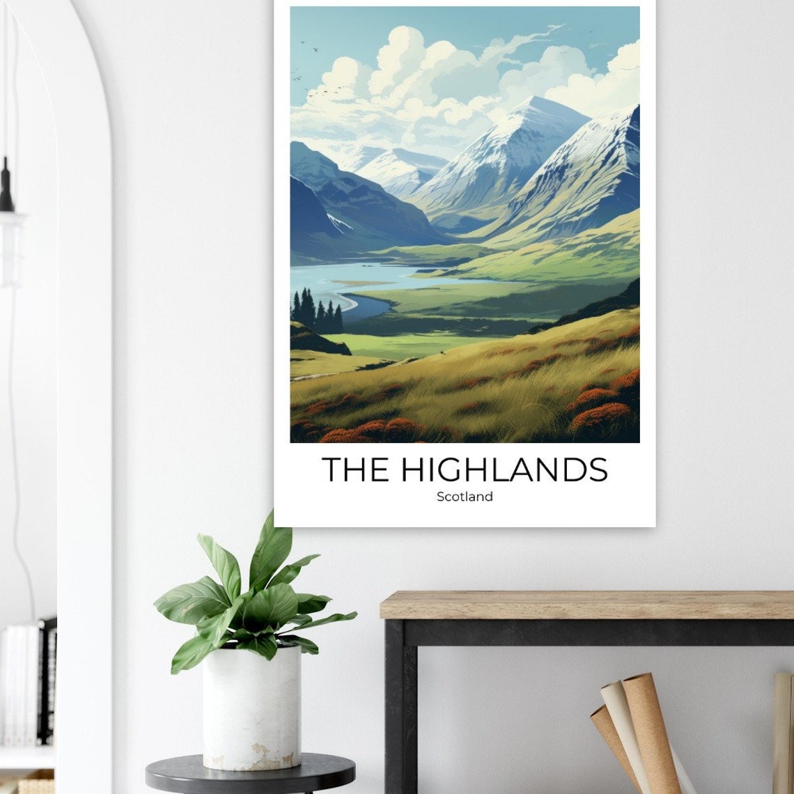 Scottish Highlands Mountain Valley Loch Landscape Scotland Poster - Image 4