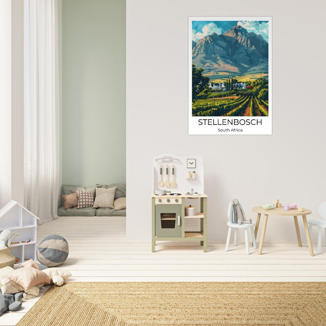 Stellenbosch South Africa Vineyard Estate Mountain View Travel Poster - Image 3